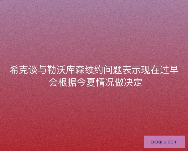 希克谈与勒沃库森续约问题表示现在过早 会根据今夏情况做决定