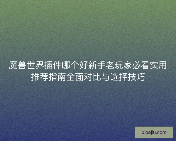 魔兽世界插件哪个好新手老玩家必看实用推荐指南全面对比与选择技巧