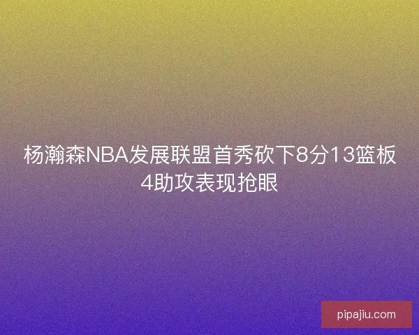 杨瀚森NBA发展联盟首秀砍下8分13篮板4助攻表现抢眼